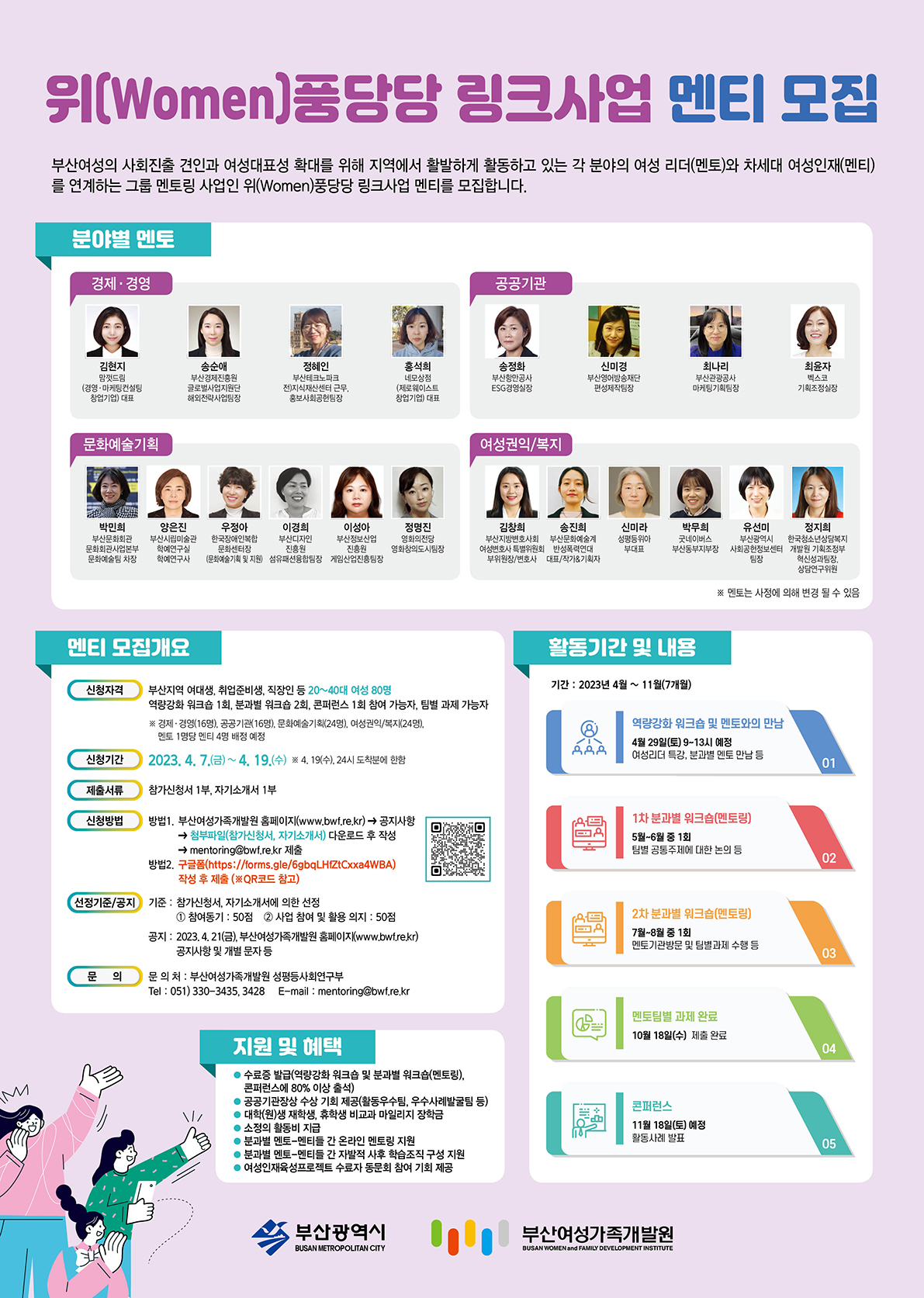 부산여성가족개발원 「2023년 위(Women)풍 당당 링크사업」 멘티 추가 모집
