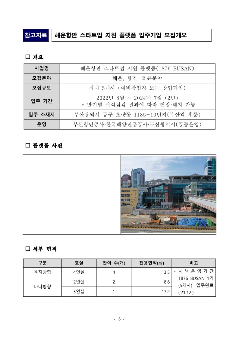 부산항만공사, 해운항만 스타트업 지원 플랫폼 “1876 BUSAN”정식 운영을 시작한다.