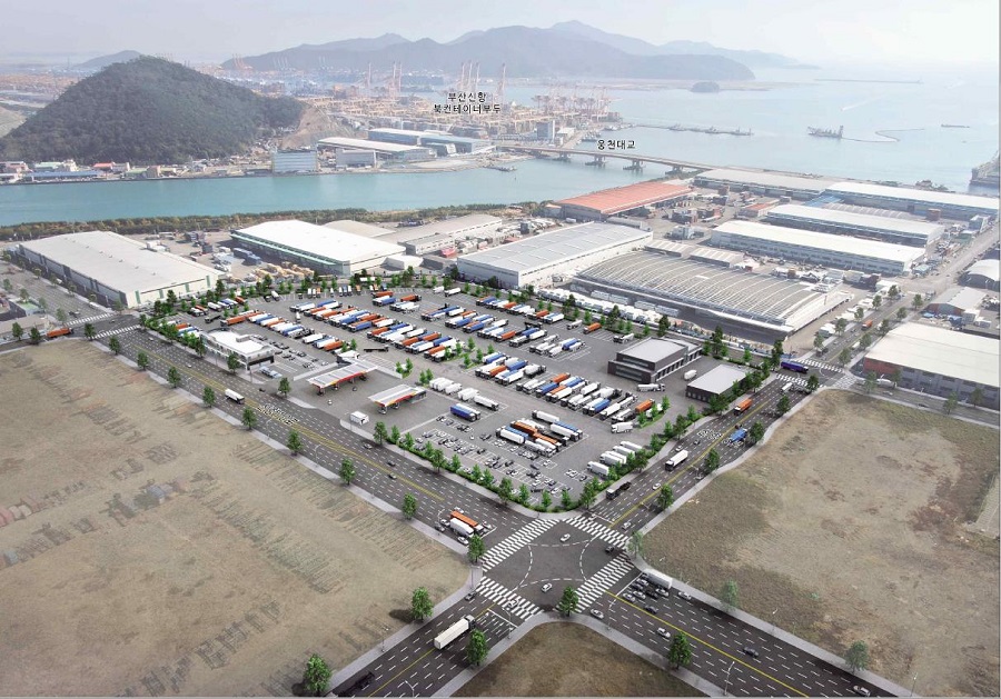 부산항 신항 웅동 배후단지 내 화물차휴게소 27일 운영게시